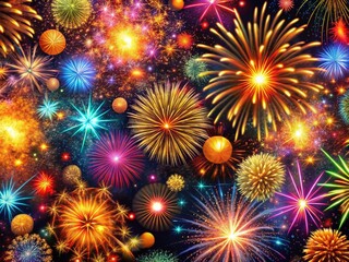 Fototapeta premium Explosive Fireworks Pattern for Festive Backgrounds and Designs