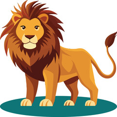 A lion is standing, cartoon lion illustration