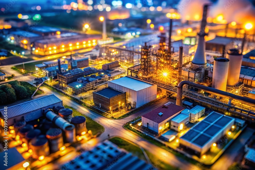Poster factory bokeh effect: industrial scene with soft focus for visual impact