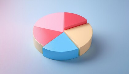 Obraz premium Colorful 3D pie chart on a solid pastel background