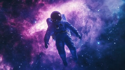 astronaut in a space suit is floating in space.