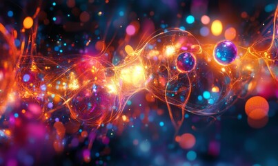 Fototapeta premium Neural connection, bright lights, synapses