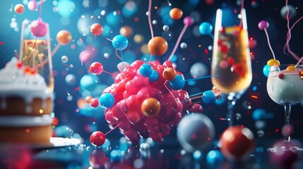 A nucleus throwing a retirement party for its constituent particles complete with a tiny cake and punch.