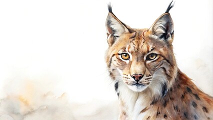 Obraz premium Close-up watercolor painting of a lynx with a minimalist twist