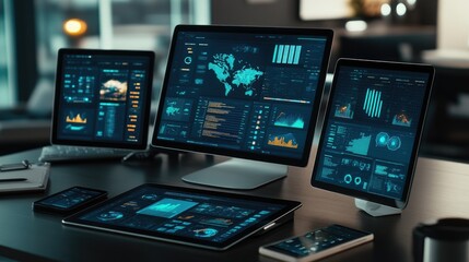 Modern Technology with Data Visualization on Screens