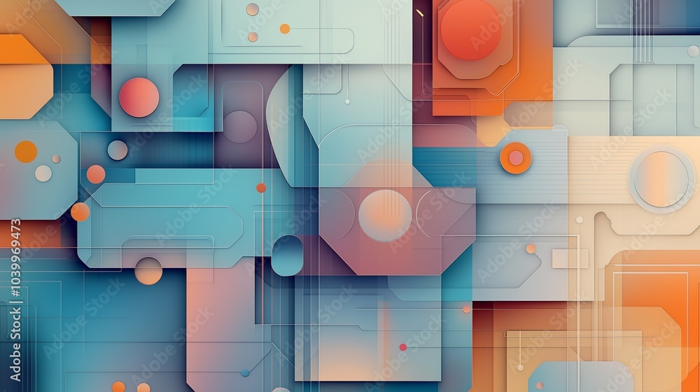 Poster abstract geometric background in multicolored pastel shades and minimalistic style. details and arch