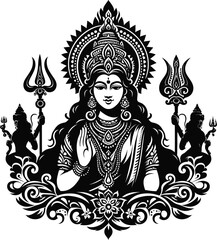 Fototapeta premium Laxmi illustration shilloutee vector 