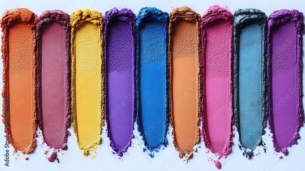 Poster lipstick beauty products displayed vibrant swatches on a crisp white backdrop creating a dynamic and