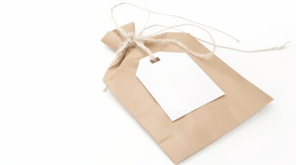 Brown bag with a white tag on it