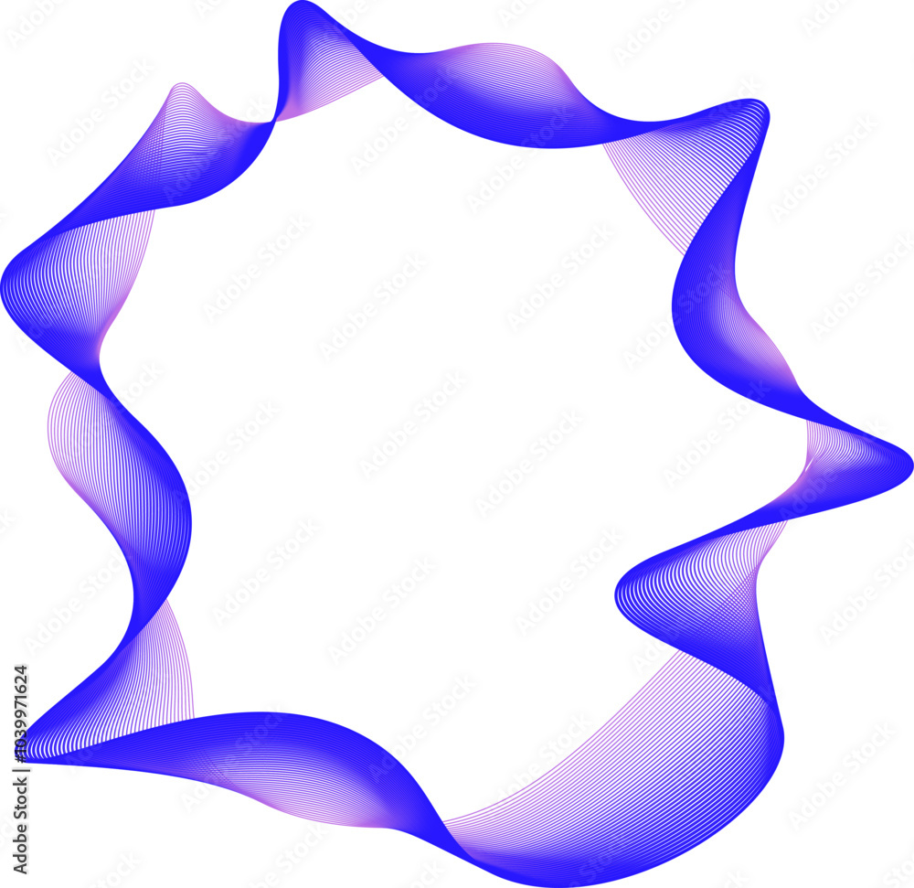Aufkleber abstract wavy lines in purple hues isolated on transparent background. modern design and technology.