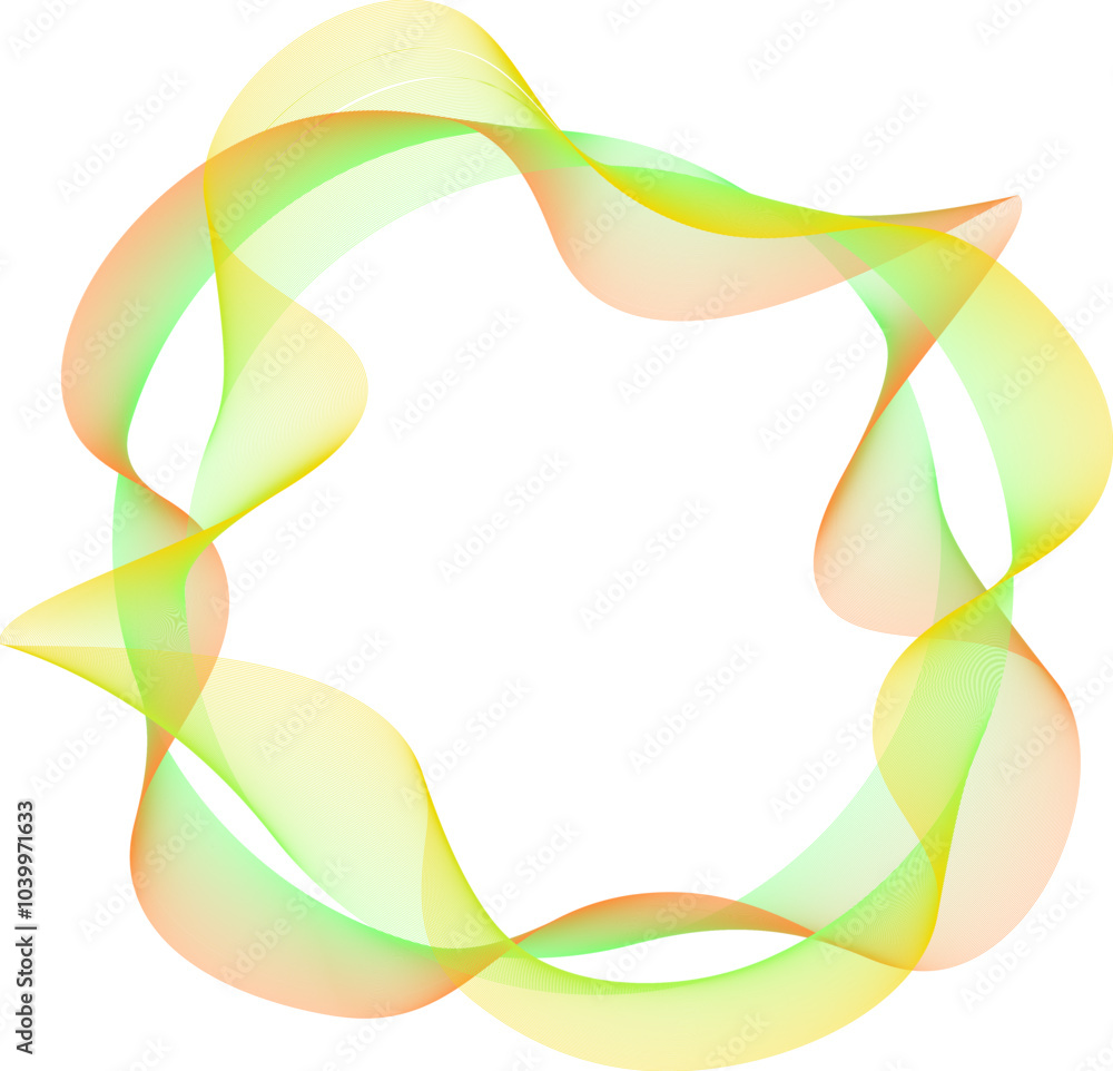 Poster abstract wavy lines in green and red hues isolated on transparent background. modern design and tech