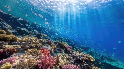  4K Ultra HD Underwater Scene with Vibrant Coral Reefs and Fish