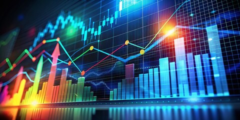 Financial Pricing Chart Illustration with Growing Statistics for Stock Analysis