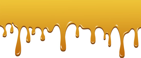 a realistic dripping gold honey illustration isolated on a white background. Sweet syrup element vector illustration design.