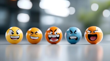 Obraz premium Glossy and vibrant emoji inspired abstract visual symbols presented in a futuristic 3D rendered digital with a clean modern and dynamic design style