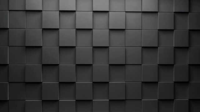 Abstract Black Blocks Cubes Background, Modern 3D Geometric Pattern, Minimalist Design, Industrial Style, High-Contrast Dark Tones, Dynamic Wall Texture, Futuristic Sci-Fi Concept