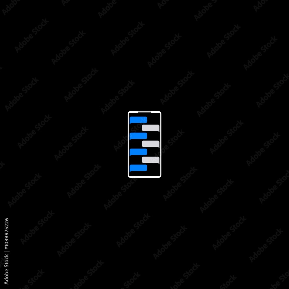 Poster smartphone chatting interface icon isolated on dark background