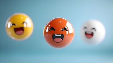 Sleek and Futuristic Glossy Emoji Icons with Visual Impact in Cutting Edge 3D Modern Digital and Minimalist Graphic Design Elements