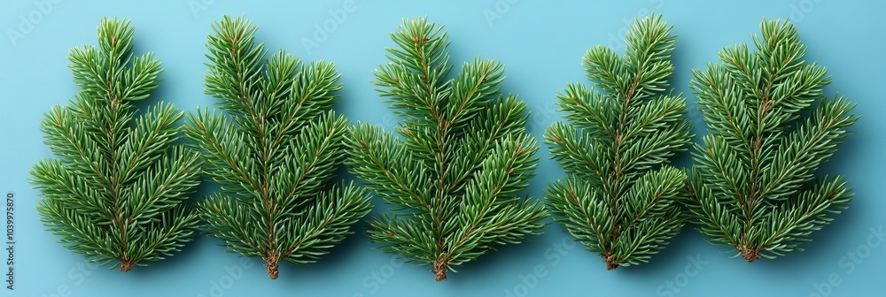 Aufkleber a realistic image of a pine tree branch set, with green needles and isolated twigs on a transparent 