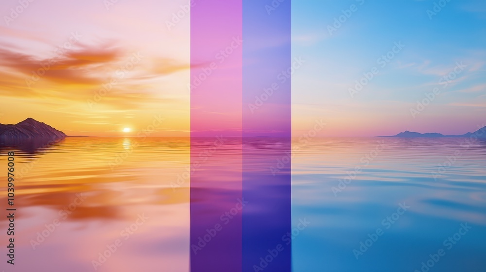 Poster ai recognizing colors in a sunset image, extracting and analyzing the gradient hues