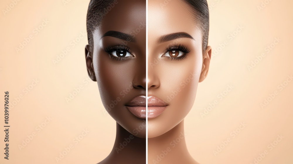 Poster ai recognizing skin tones in an image for beauty tech analysis, showcasing color accuracy