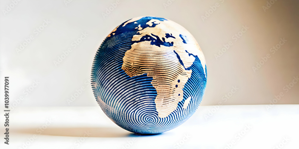 Poster digital fingerprint globe concept unique identities global data network image plain background ample