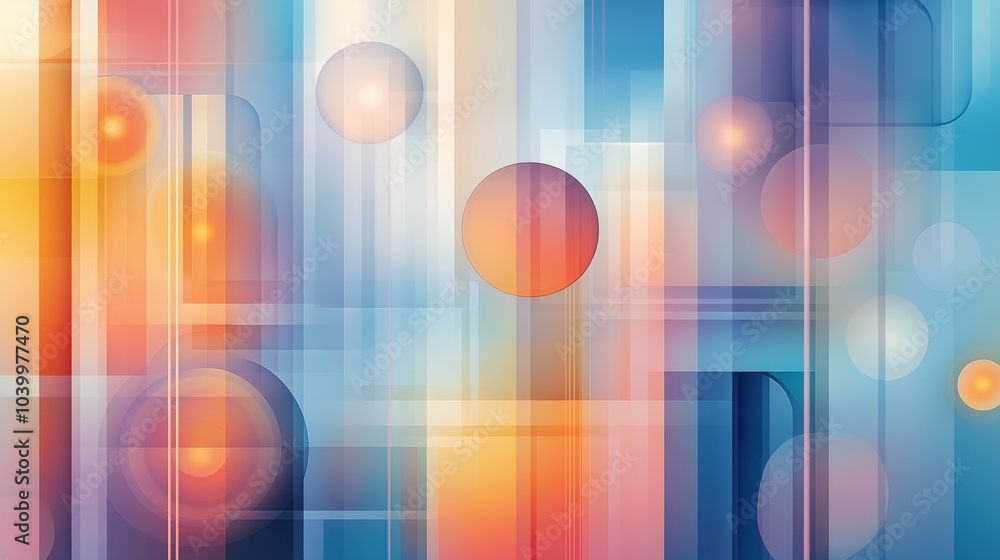 Poster abstract geometric background in multicolored pastel shades and minimalistic style. details and arch