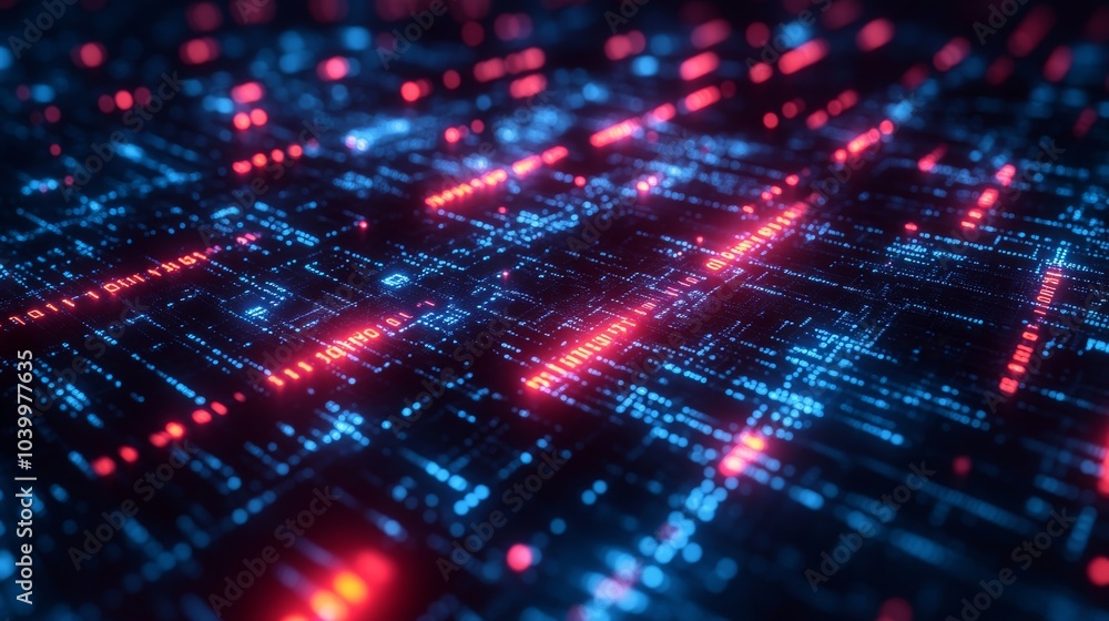 Poster simulation of digital lines and grids with futuristic hud screen on abstract background