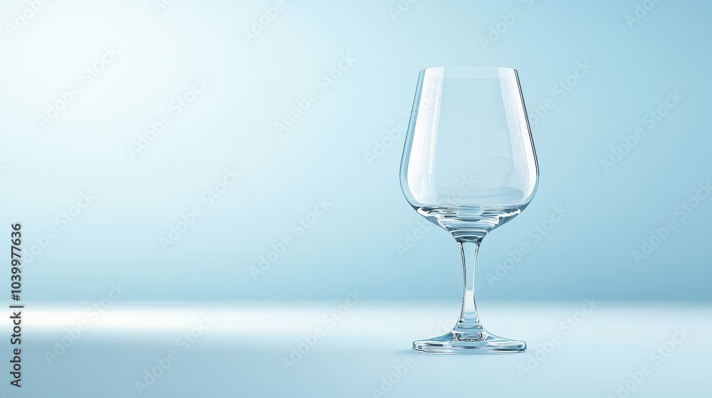 Poster an isolated shot of an empty glass, perfectly centered with sharp focus, offering a clean and elegan