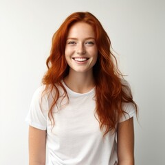 Fototapeta premium Portrait freckle smiling adult.