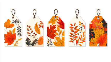 Autumn sale corners. Fall season special offer tabs, ribbon tag 30 percent discount promotion badge leaf natural leaves september weekend label frame vector illustration of fall sale autumn corner.