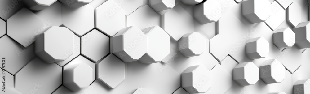 Poster white hexagonal background with copy space or abstract futuristic geometric backdrop for widescreen