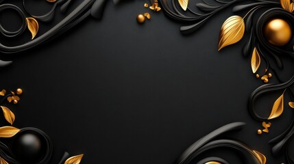 Black background with intricate gold designs, perfect for high-end, sophisticated visuals.