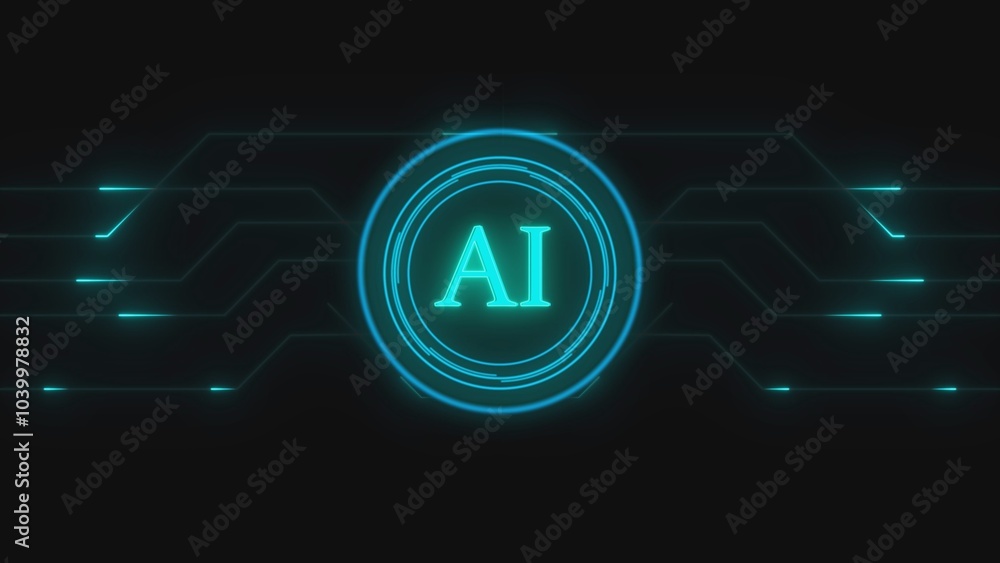 Poster tech circle technology futuristic modern background with ai text logo.