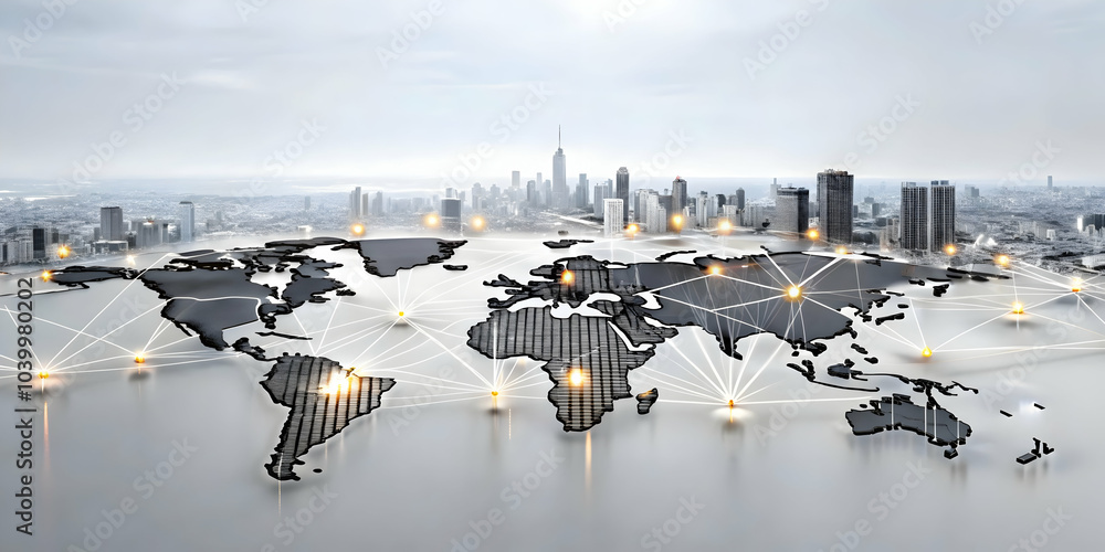 Poster plain grey background abstract network lines smart cities global networks copy space for advertiseme