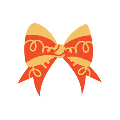 A textured vintage bow or ribbon in a flat vector style