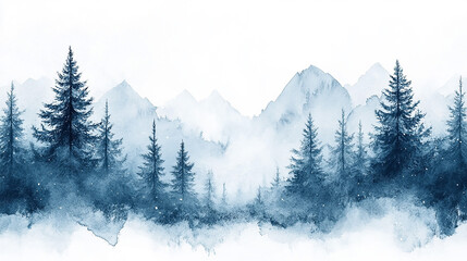 Winter background vector. Hand painted watercolor drawing for Christmas and Happy New Year season. Background design for invitation, cards, social post, ad, cover, sale banner and invitation.