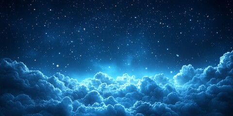 Fototapeta premium A blue sky with clouds and stars