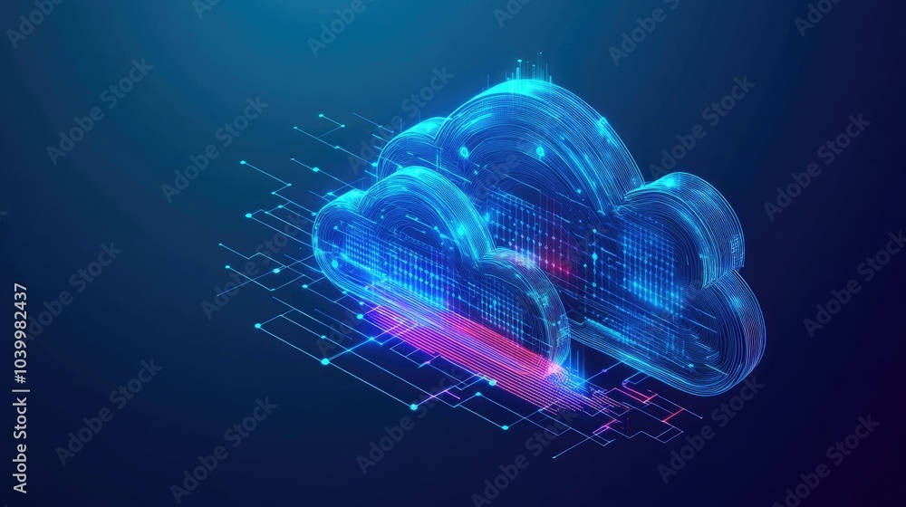 Aufkleber digital cloud computing concept with data flow