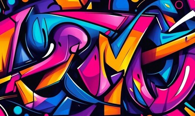 Naklejka premium Abstract urban street art graffiti style vector illustration template background in colorful cyber metaverse theme