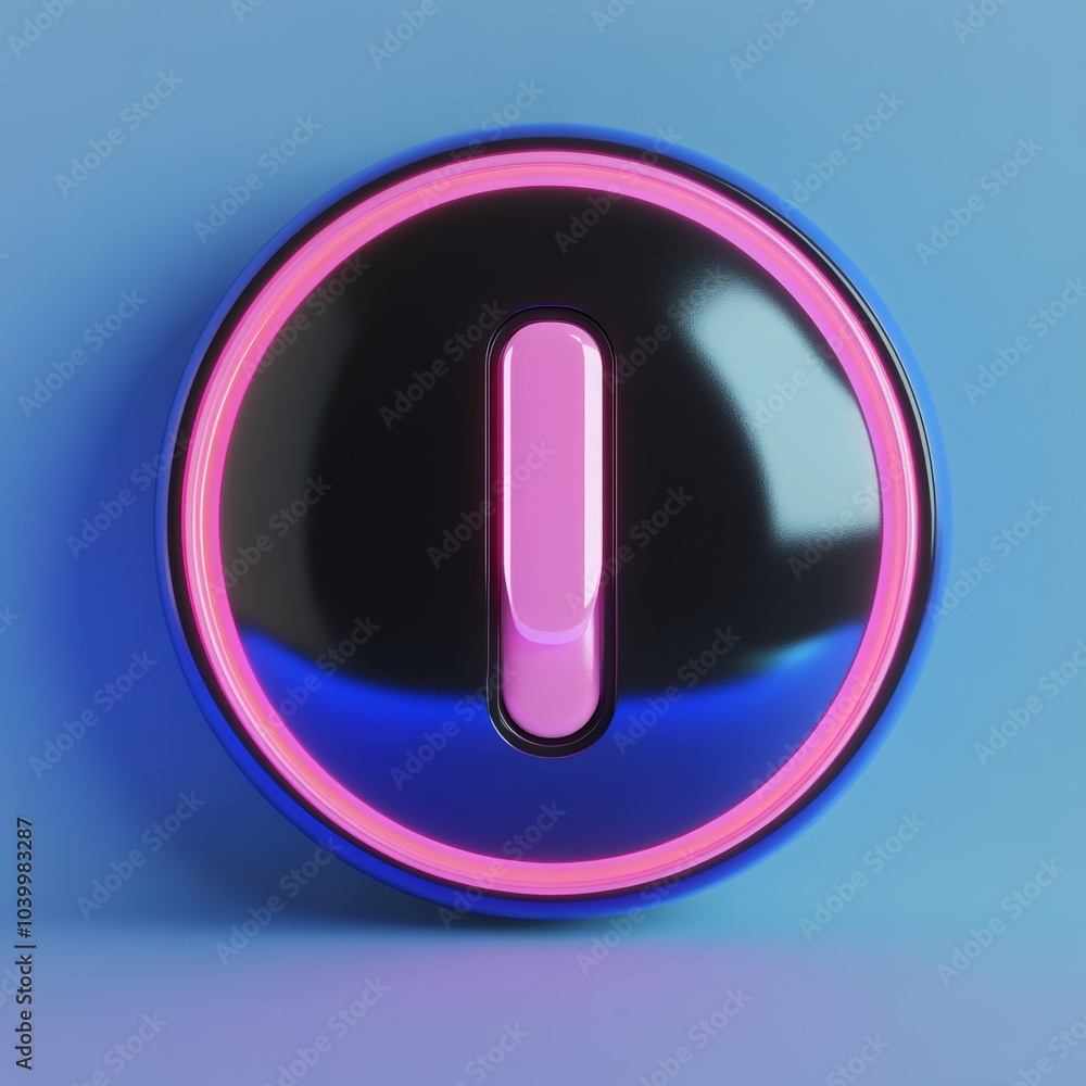 Poster a sleek 3d icon of a power button, representing energy and technology, isolated on a clean backgroun