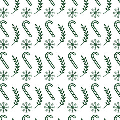 Christmas seamless pattern with snowflakes, candy cane, and Festive design is great for holiday decor, wrapping, napkin