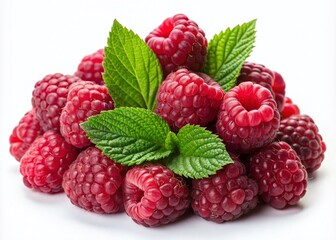 Fresh Ripe Raspberries Isolated on White Background for Stock Photography