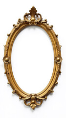 Old Oval antique gold vintage decorative frame cut out. PNG Frame. Stylish classic gold painting, carved design patterns