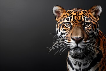 Majestic Jaguar Portrait Against Dark Background for Wildlife Art and Design