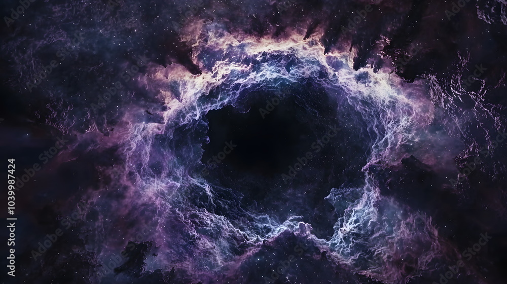 Poster Exploring the depths of the universe an abstract cosmic vortex with vibrant colors and a mysterious abyssal core