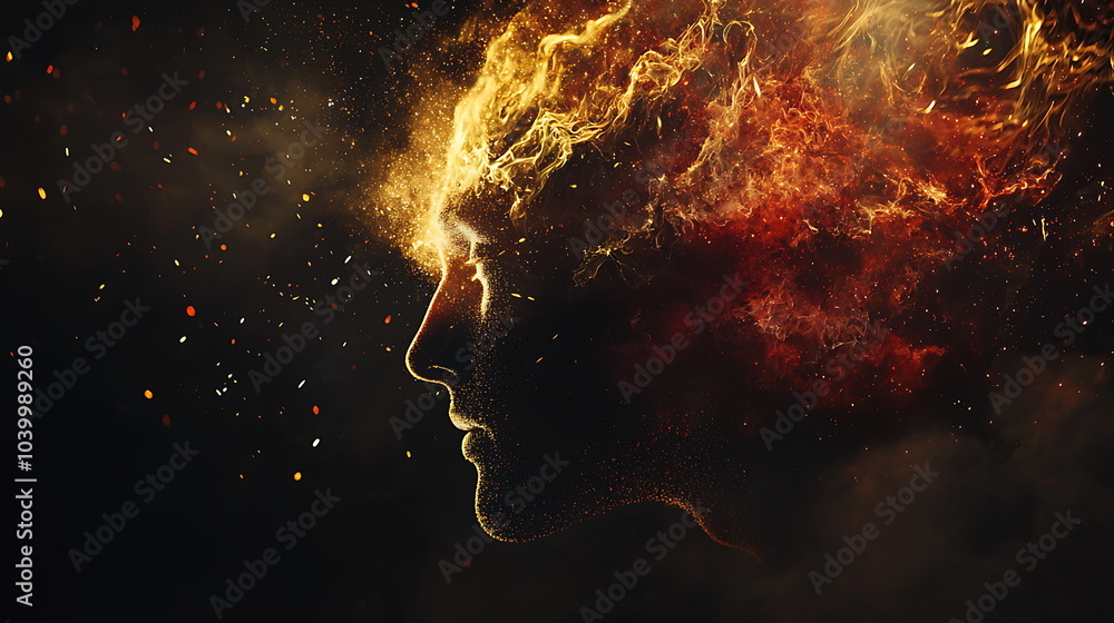 Aufkleber A fiery representation of thought exploring the creative intersection of mind and flame in visual art