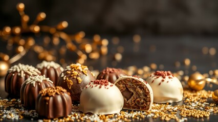 Assortment of decadent chocolate truffles.