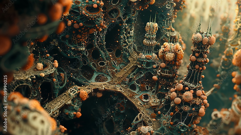 Aufkleber A mesmerizing journey through intricate abstract patterns with vivid colors and textures in a surreal landscape