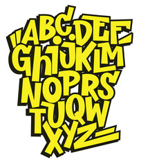 Vector hand drawn typeface in graffiti style.